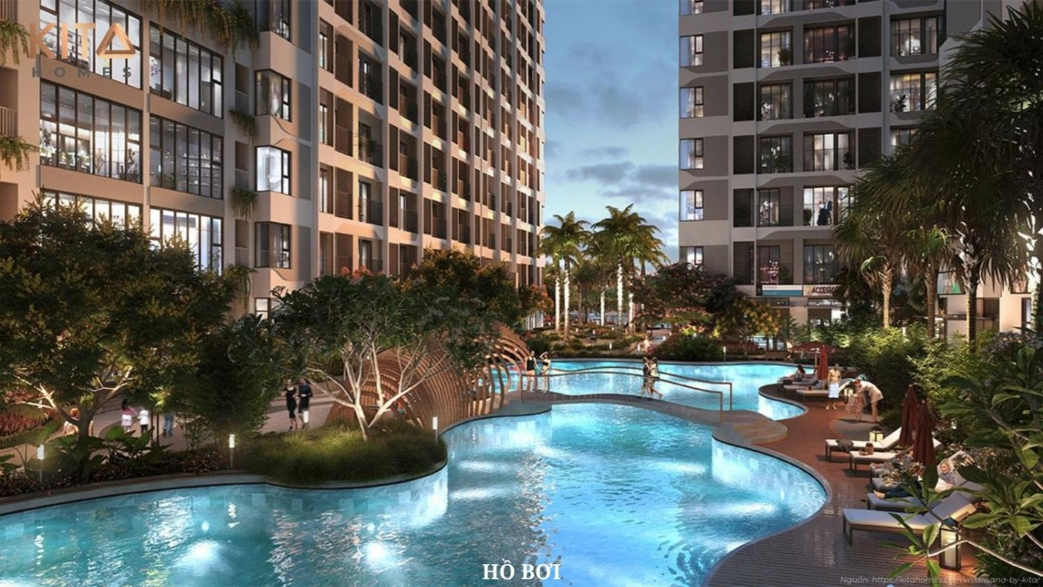 Phối cảnh tiện ích hồ bơi dự án căn hộ Ansana Bình Tân.