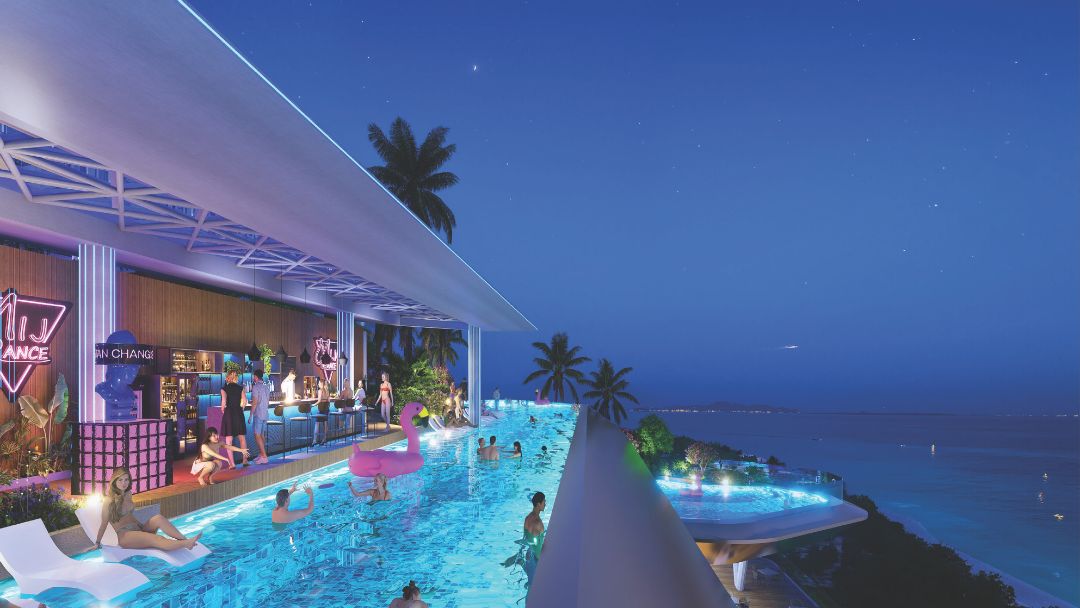 Tiện ích Sky Bar sôi động trên tầng mái dự án Sunshine Bay Eden